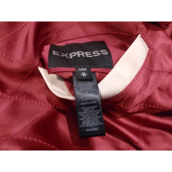 Express Reversible Embroidered Tiger Floral Black Red Jacket Women's Size Medium - Picture 5 of 5